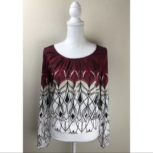 WHBM Art Deco Print Blouse